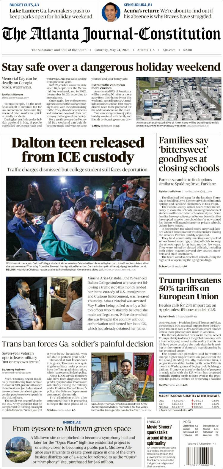 Portada de The Atlanta Journal-Constitution (USA)