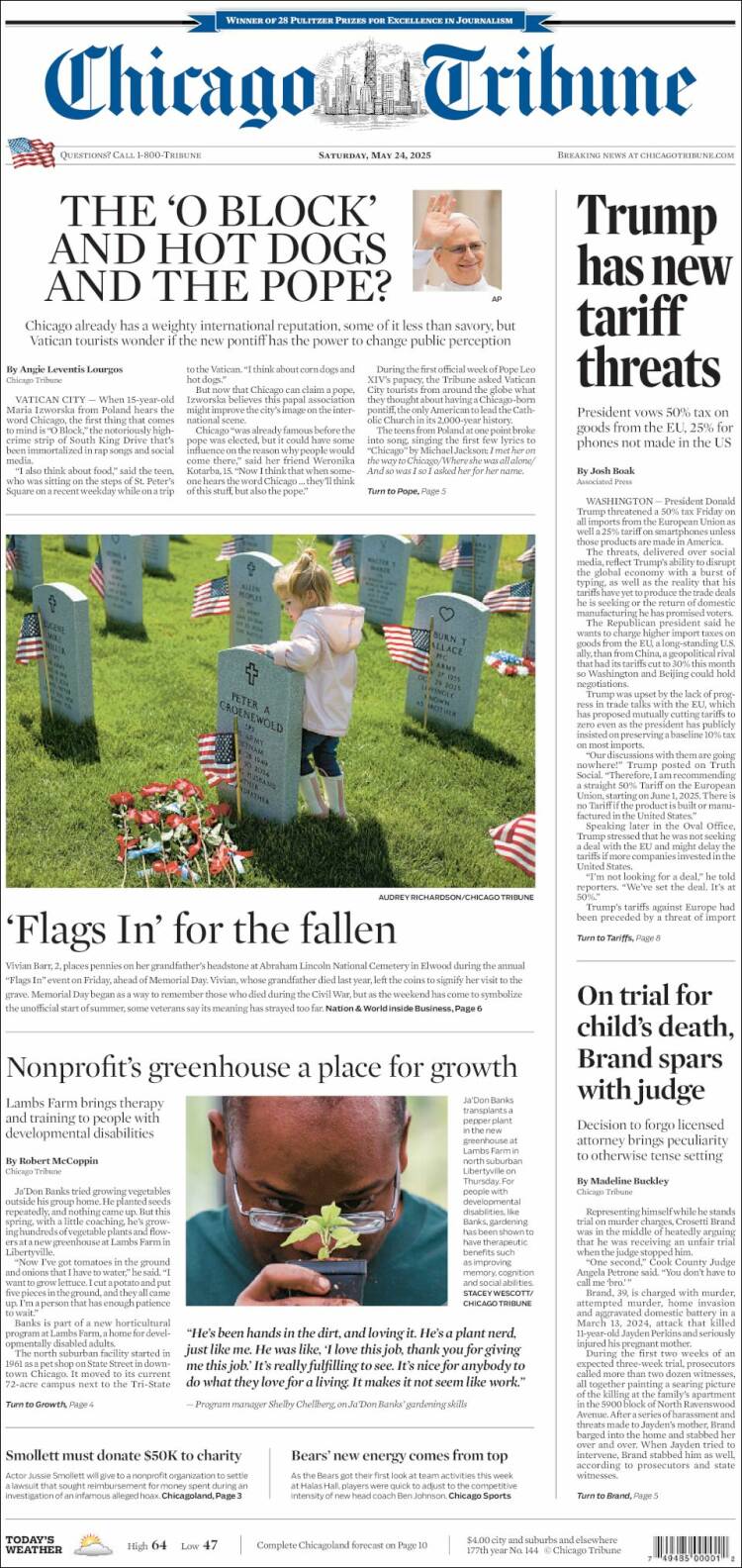 Portada de Chicago Tribune (USA)