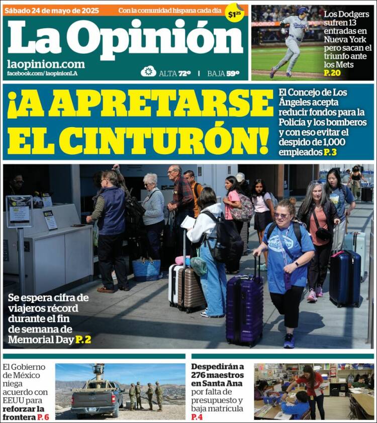 Portada de La Opinión (USA)