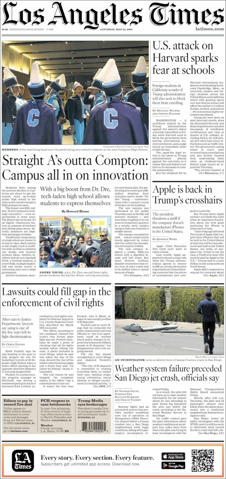 Portada de Los Angeles Times (USA)