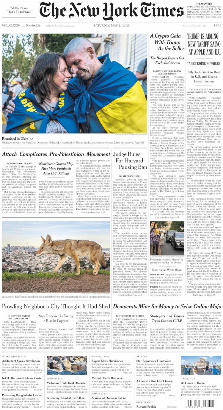 Portada de New York Times (USA)