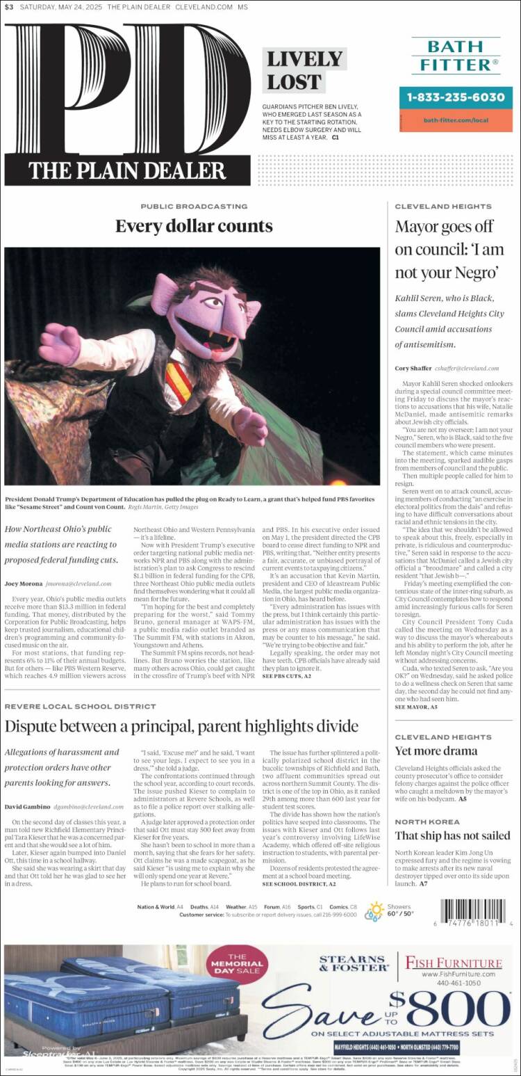 Portada de The Plain Dealer (USA)