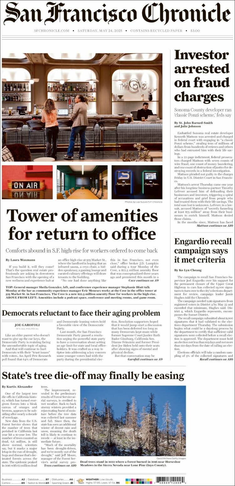 Portada de San Francisco Chronicle (USA)