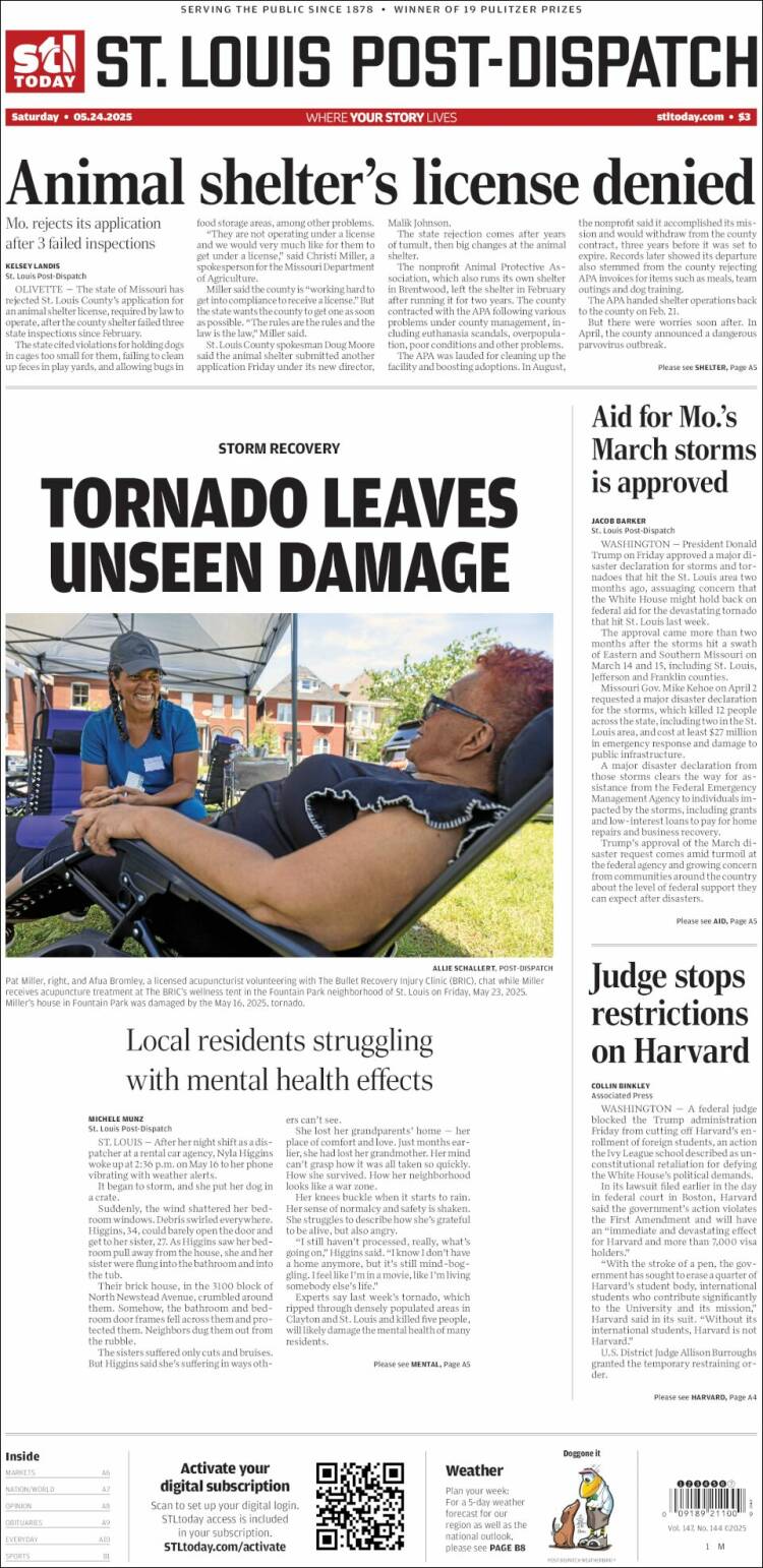 Portada de St. Louis Post-Dispatch (USA)