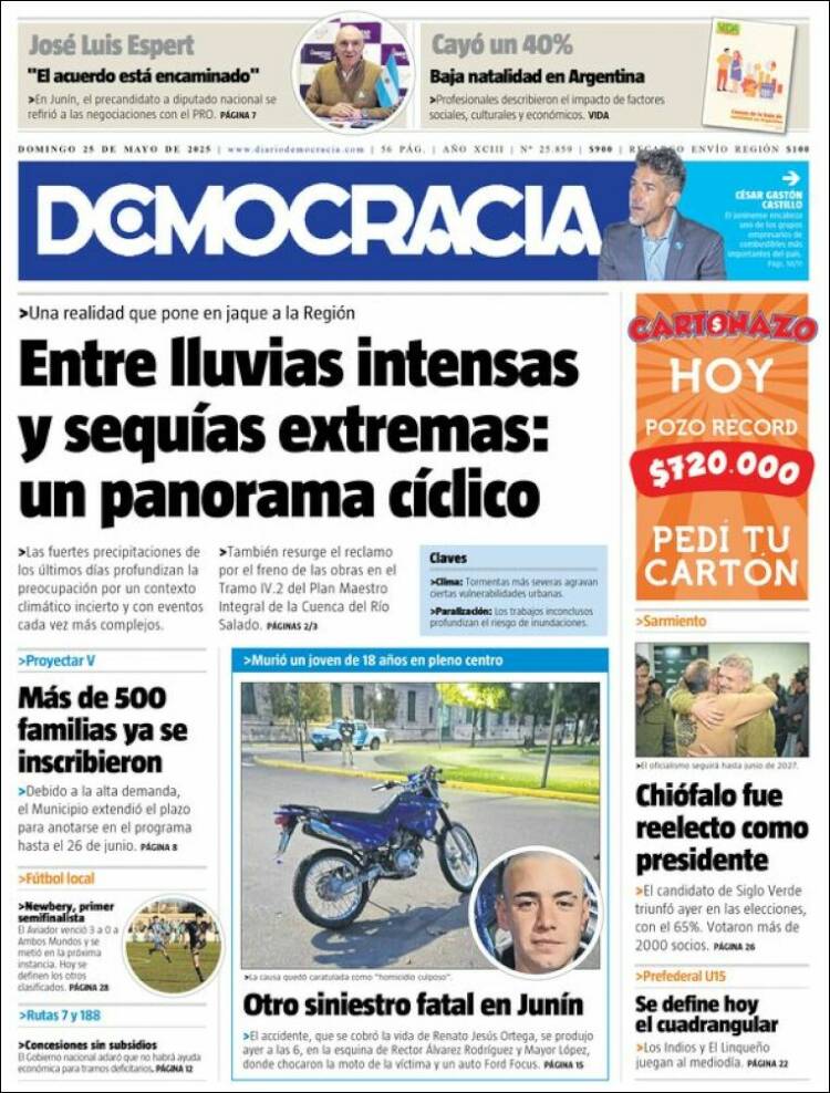Portada de Diario Democracia (Argentina)