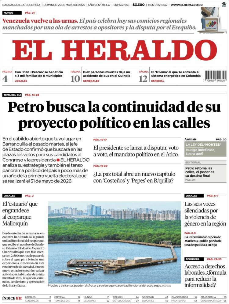 Portada de El Heraldo (Colombia)