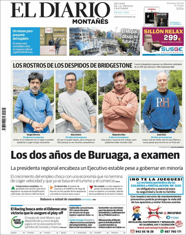 Portada de El Diario Montañés (España)
