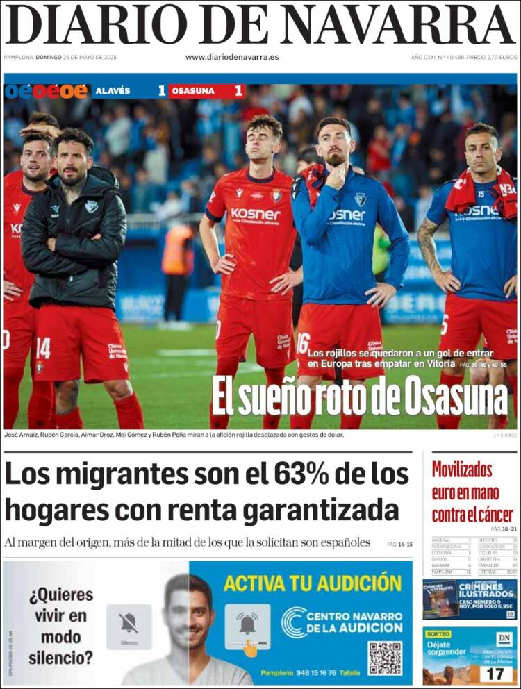 Portada de Diario de Navarra (España)