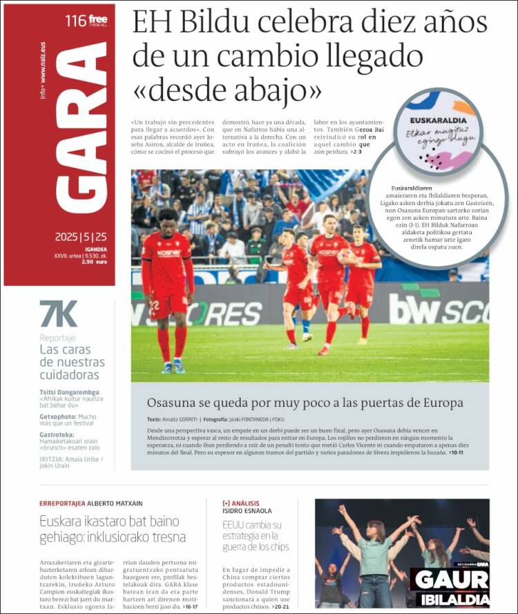 Portada de Gara (España)