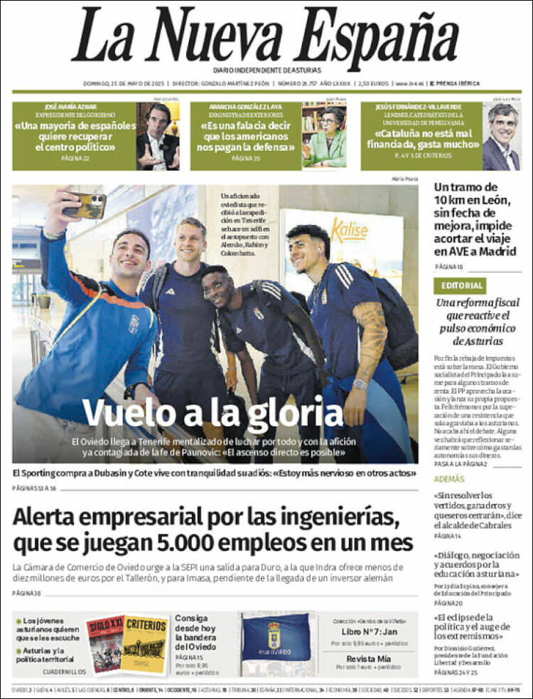 Portada de La Nueva España (España)