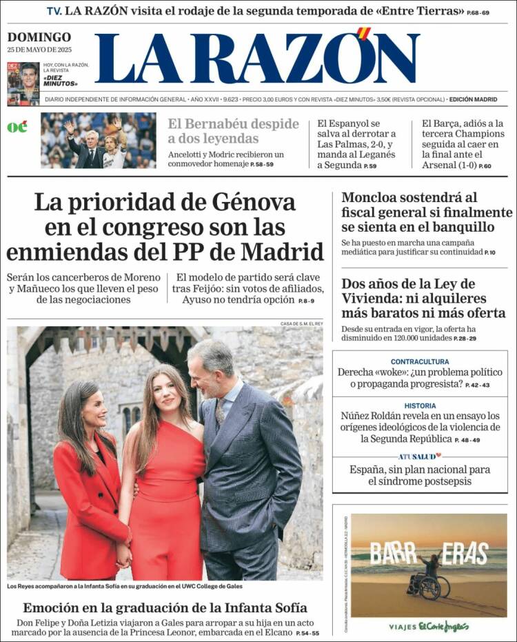 Portada de La Razón (España)
