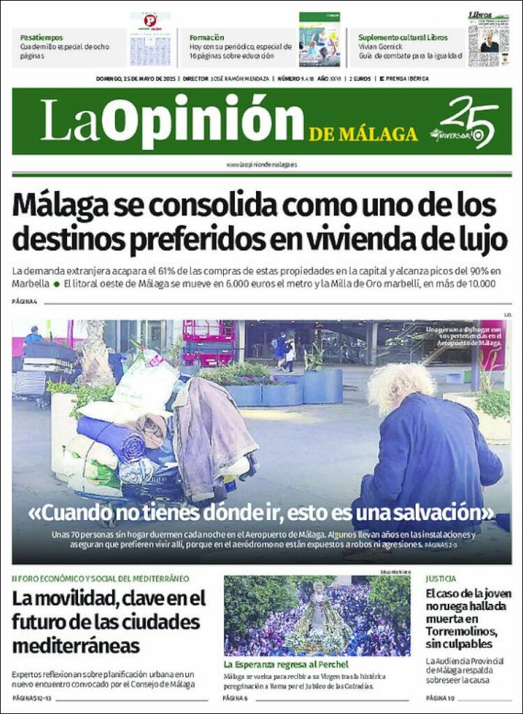 Portada de La Opinión de Málaga (España)