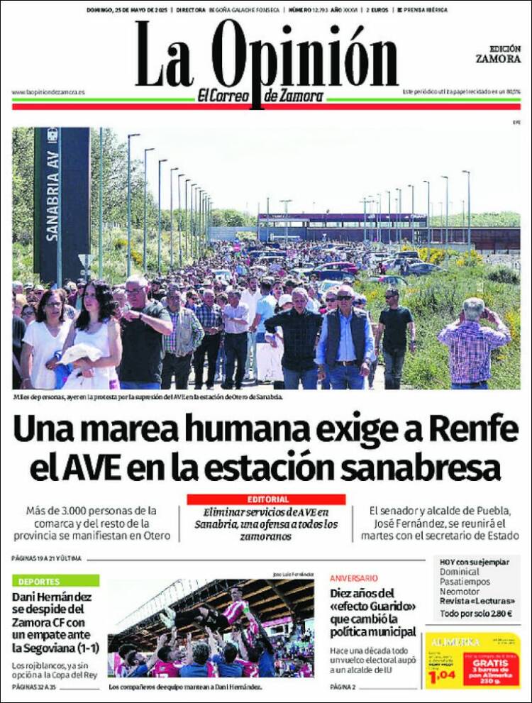 Portada de La Opinión - El Correo de Zamora (España)