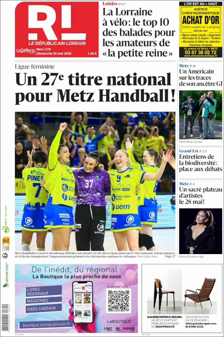 Portada de Le Republicain Lorrain (Francia)