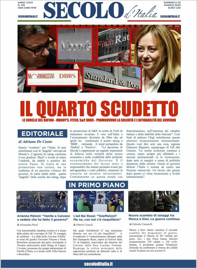 Portada de Secolo d'Italia (Italy)