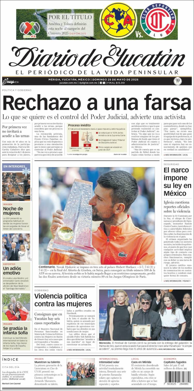 Portada de Diario de Yucatán (Mexico)