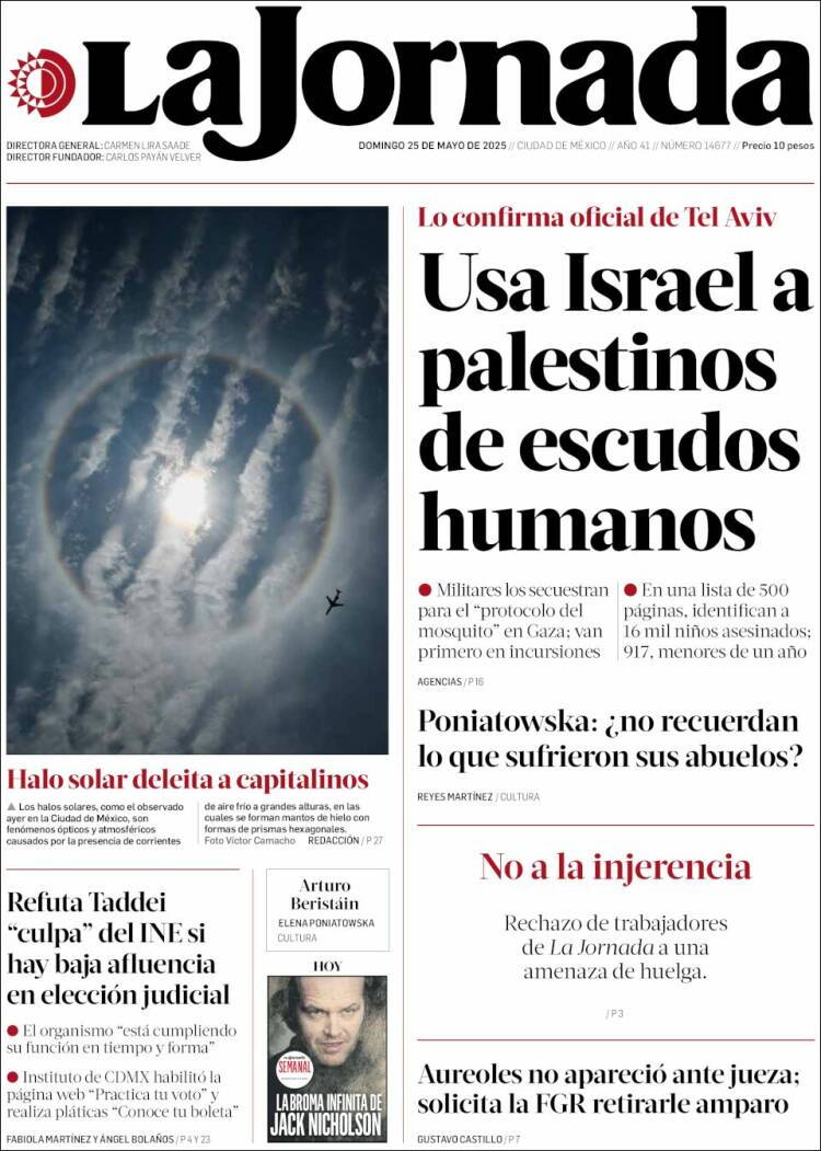 Portada de La Jornada (Mexico)