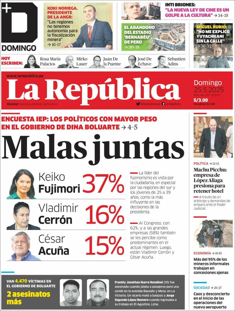 Portada de La Republica (Peru)