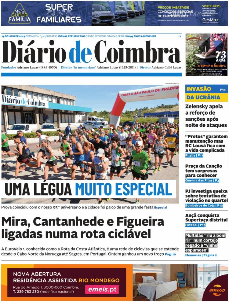 Portada de Diário de Coimbra (Portugal)