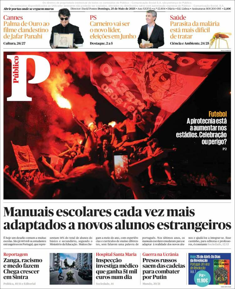 Portada de Público (Portugal)