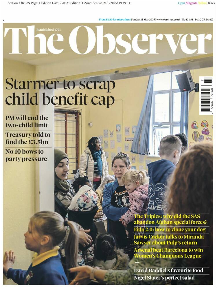 Portada de The Observer (United Kingdom)