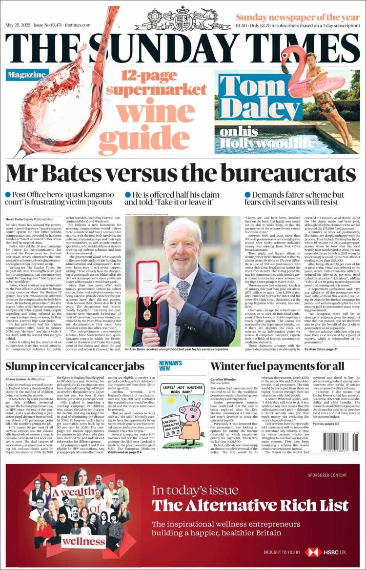Portada de The Times (United Kingdom)