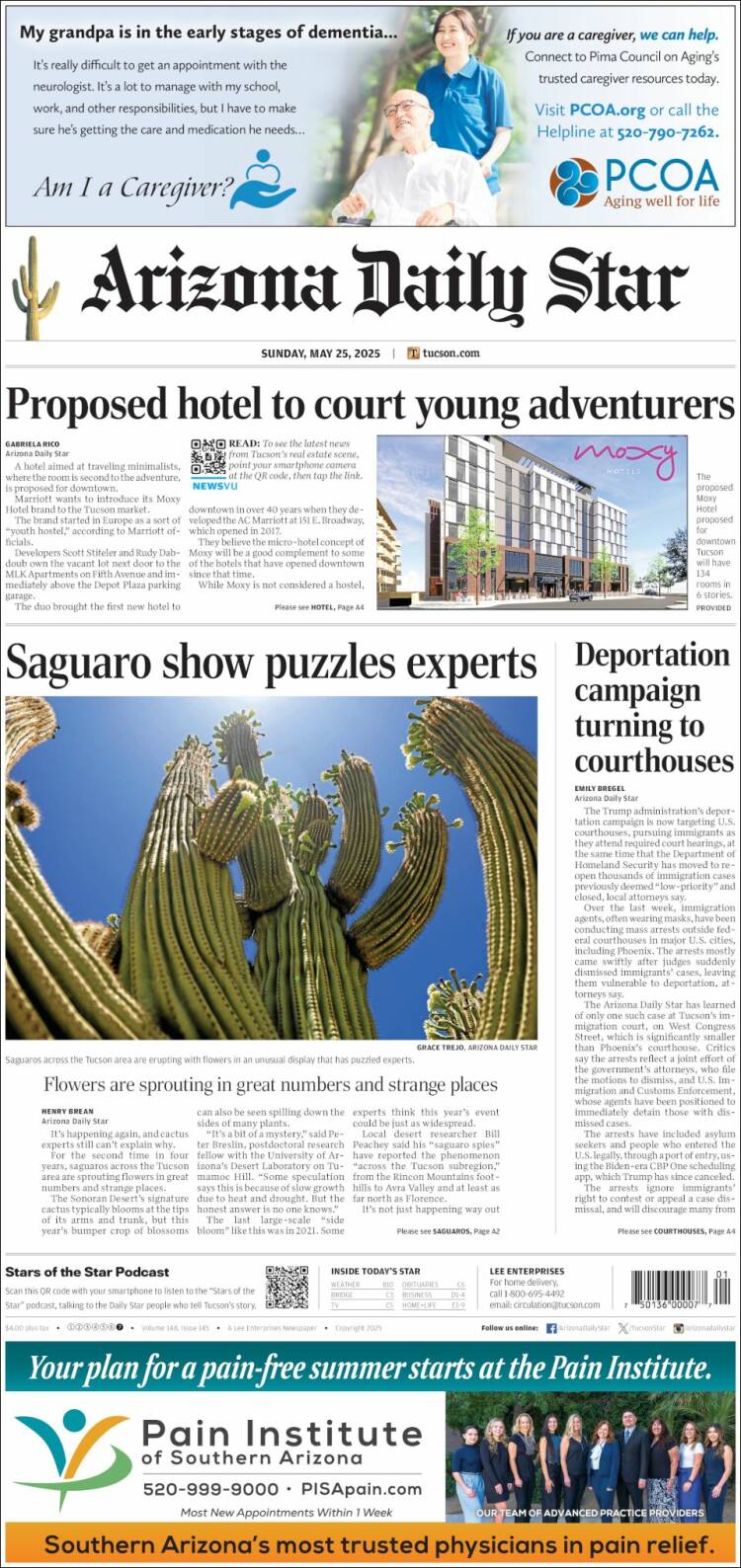 Portada de Arizona Daily Star (USA)
