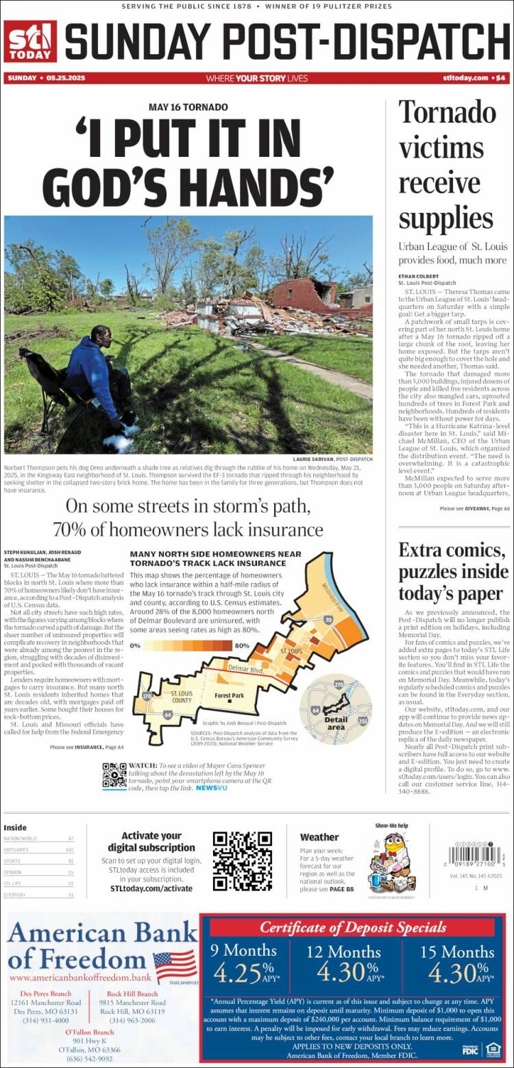 Portada de St. Louis Post-Dispatch (USA)