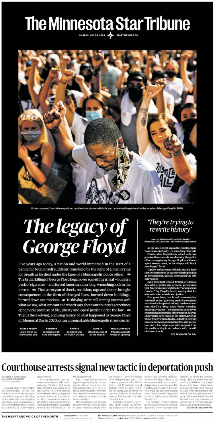 Portada de Star Tribune (USA)