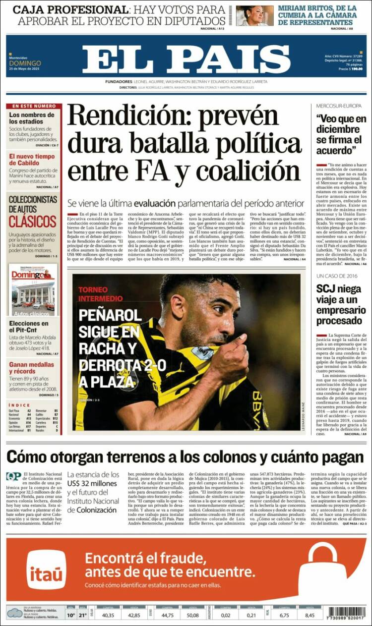 Portada de El País (Uruguay)