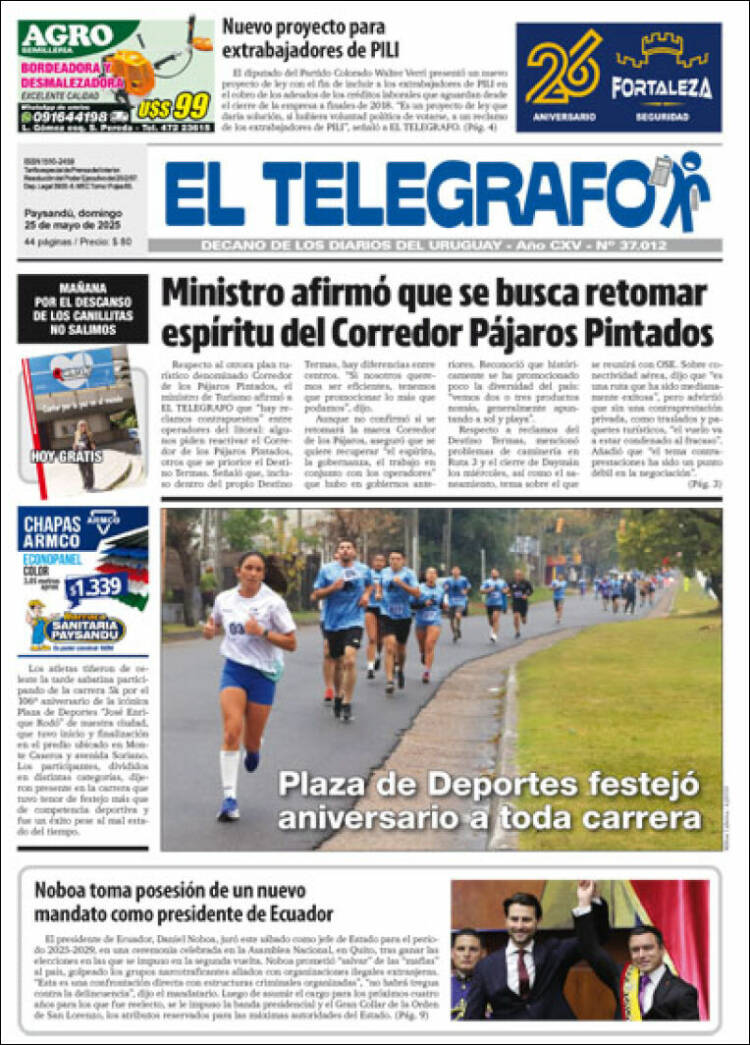 Portada de El Telégrafo (Uruguay)