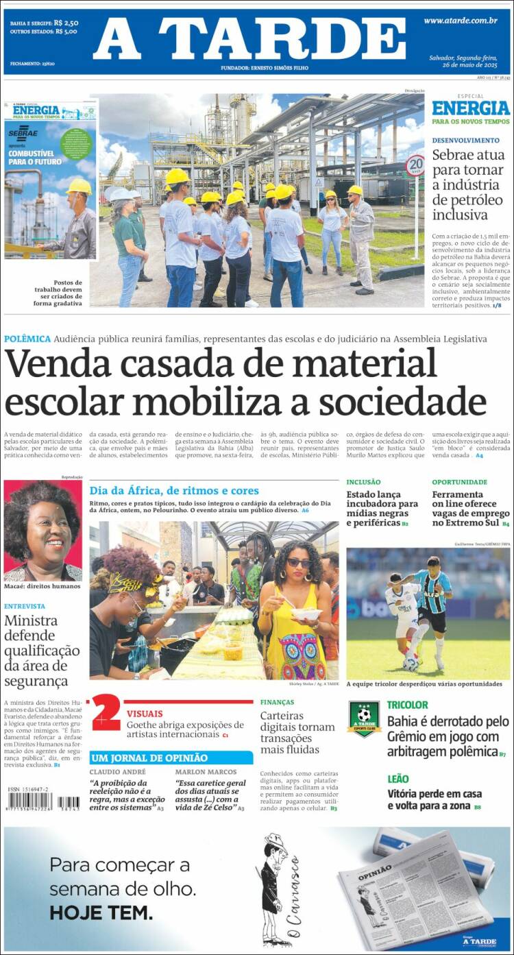 Portada de Diário A Tarde (Brasil)