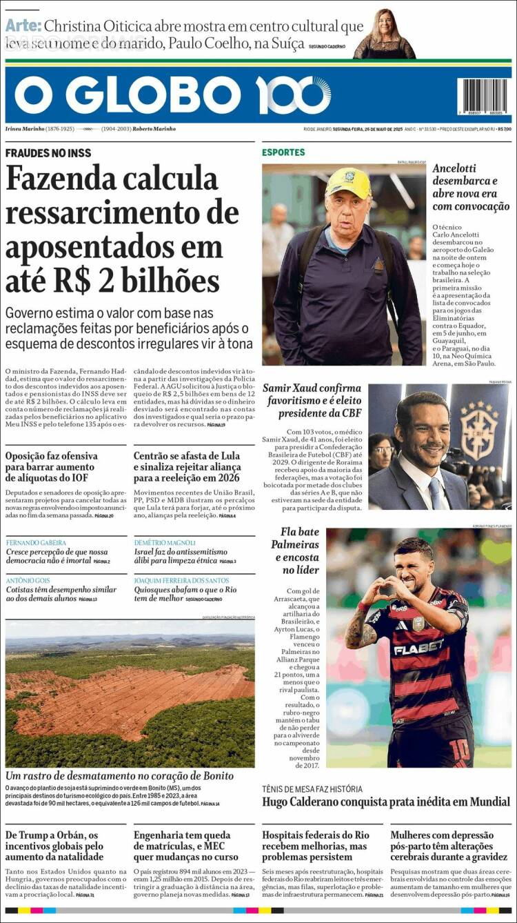 Portada de O Globo (Brasil)