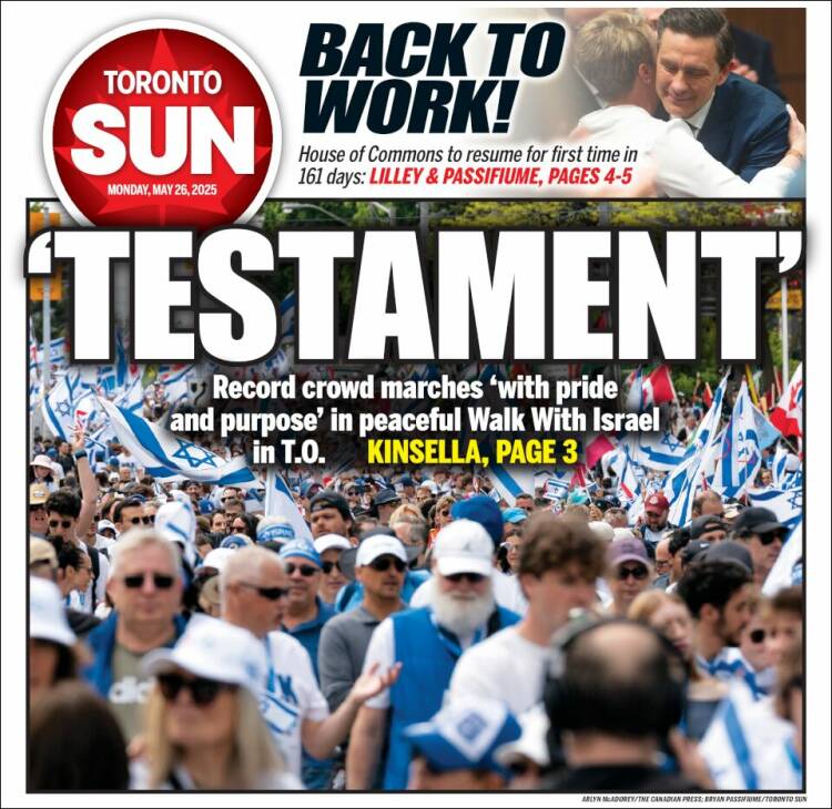 Portada de The Toronto Sun (Canada)