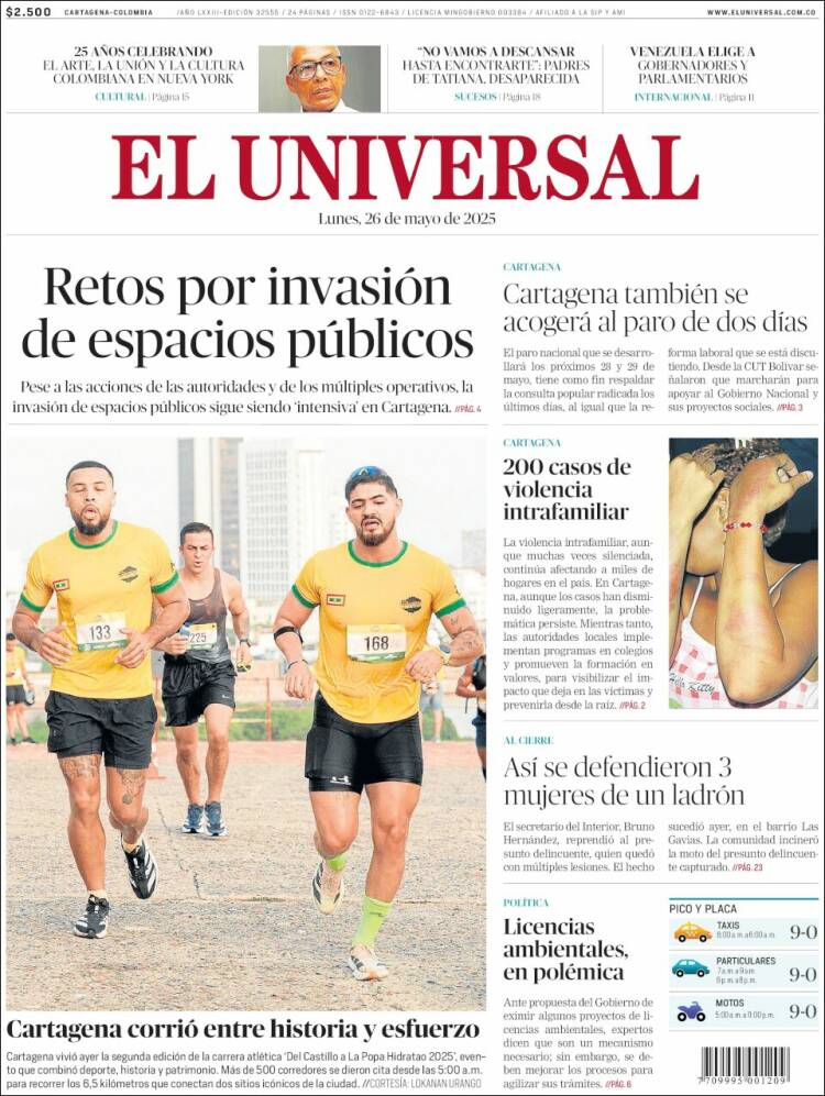 Portada de El Universal (Colombia)