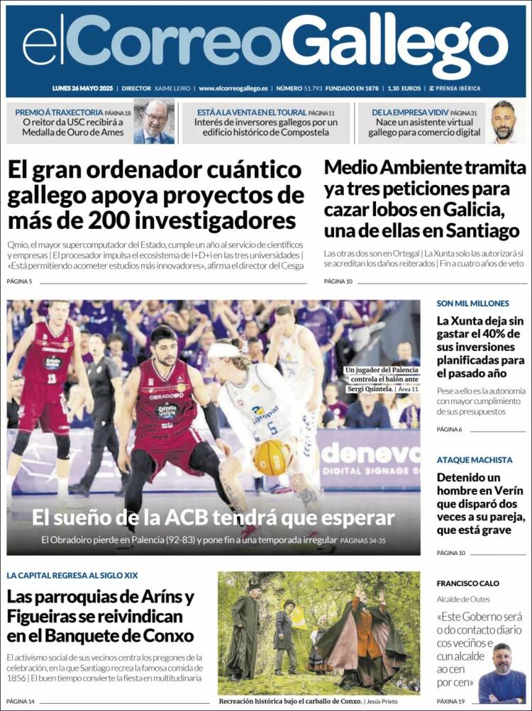 Portada de El Correo Gallego (España)