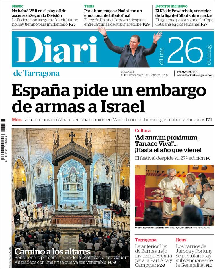 Portada de Diari de Tarragona (España)