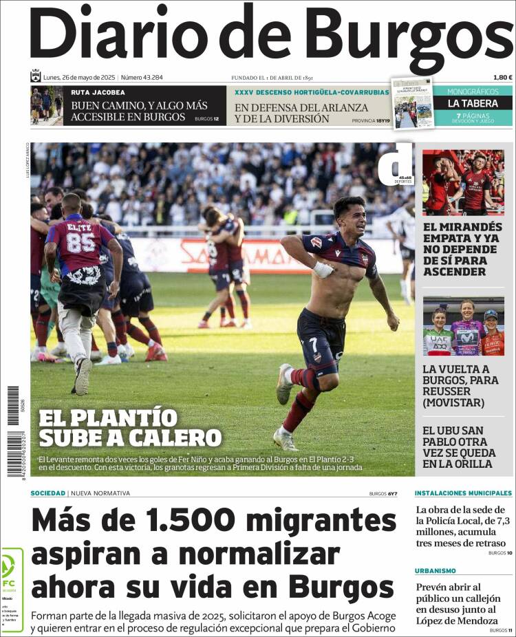 Portada de Diario de Burgos (España)