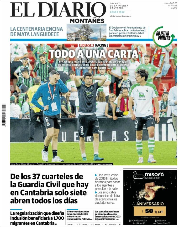 Portada de El Diario Montañés (España)