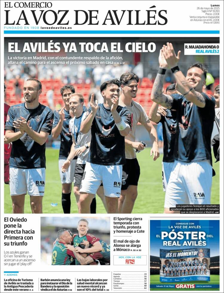 Portada de El Comercio - Avilés (España)
