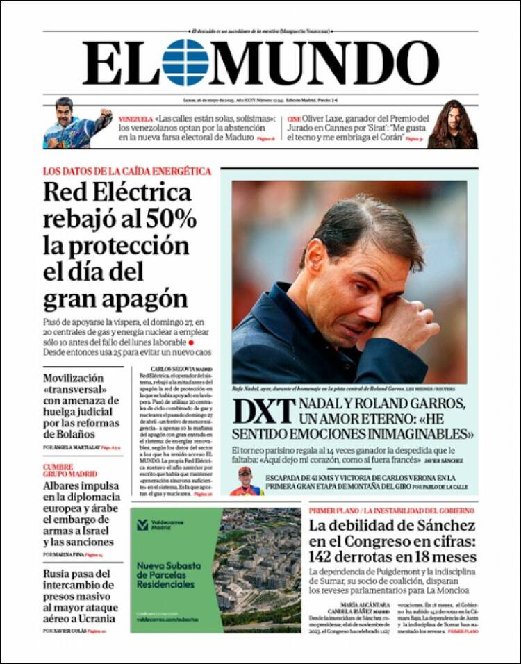Portada de El Mundo (España)