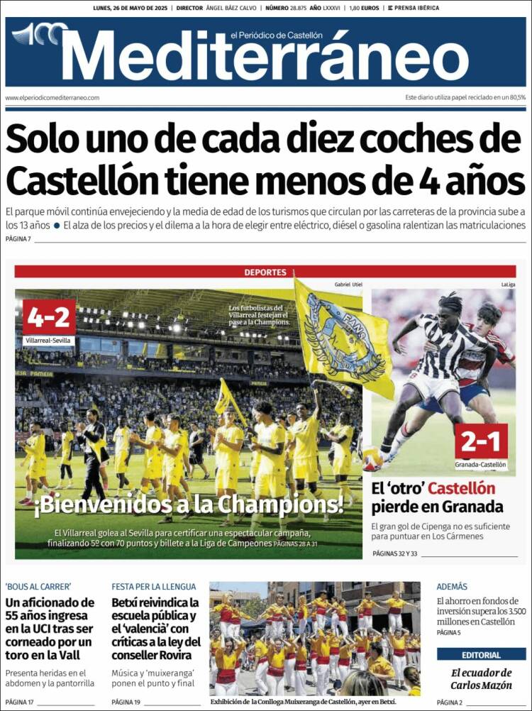 Portada de El Periódico Mediterraneo (España)