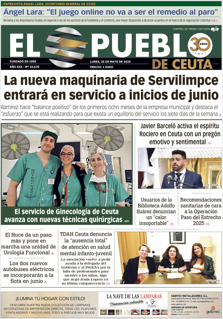 Portada de El Pueblo de Ceuta (España)