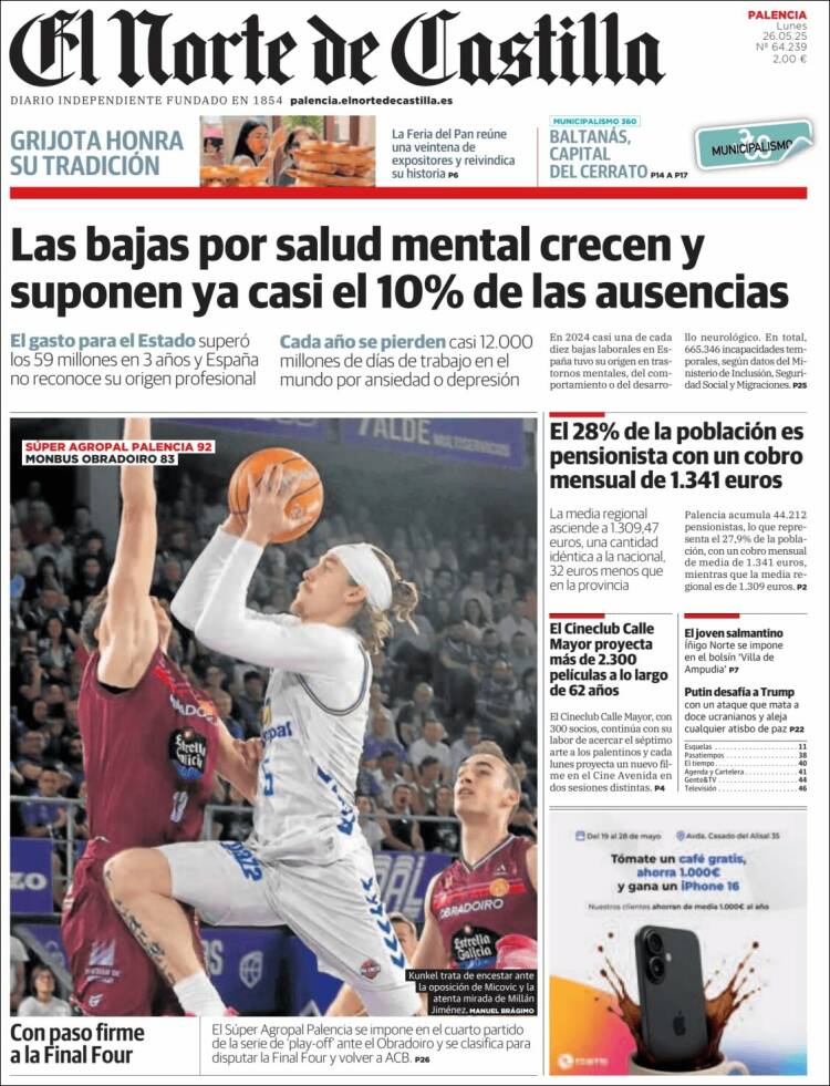 Portada de Norte de Castilla - Palencia (España)