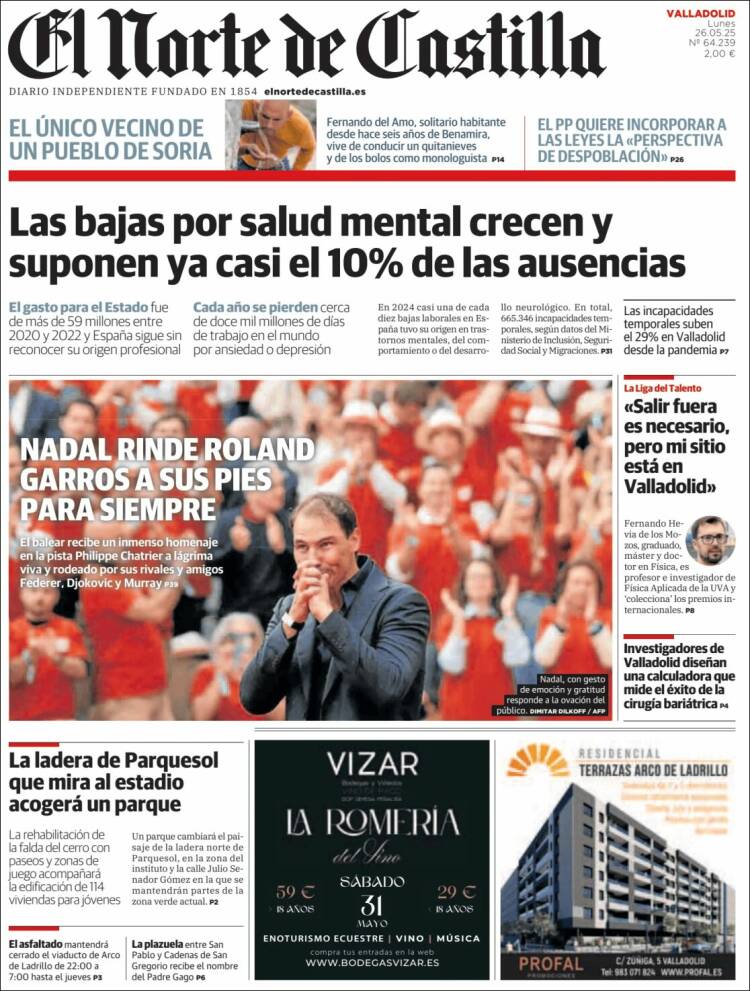 Portada de Norte de Castilla - Valladolid (España)