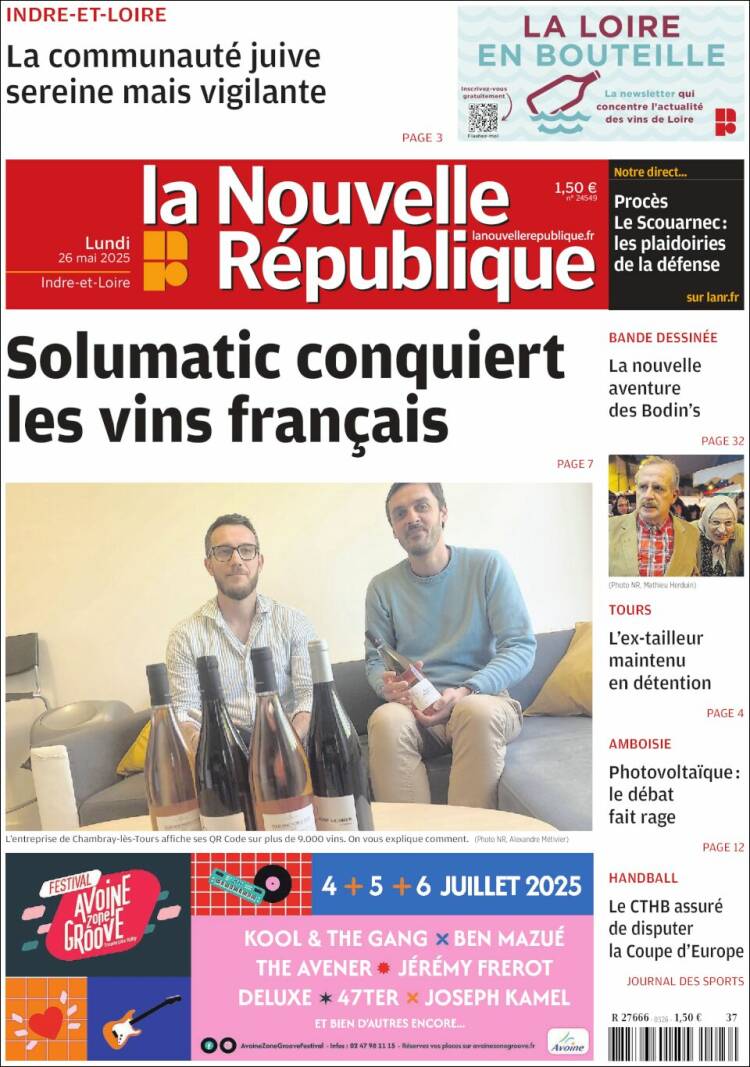 Portada de La Nouvelle Republique (Francia)
