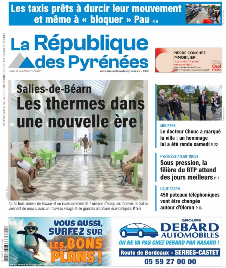 Portada de La République des Pyrénées (Francia)