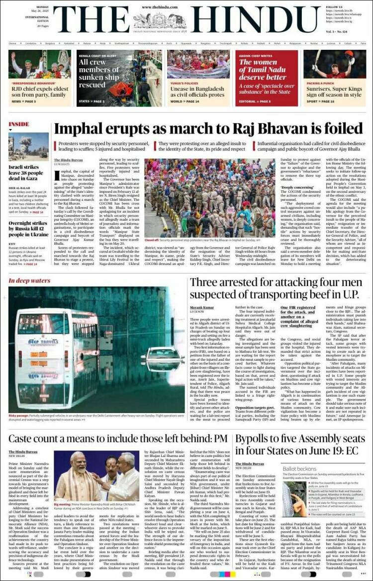 Portada de The Hindu (India)