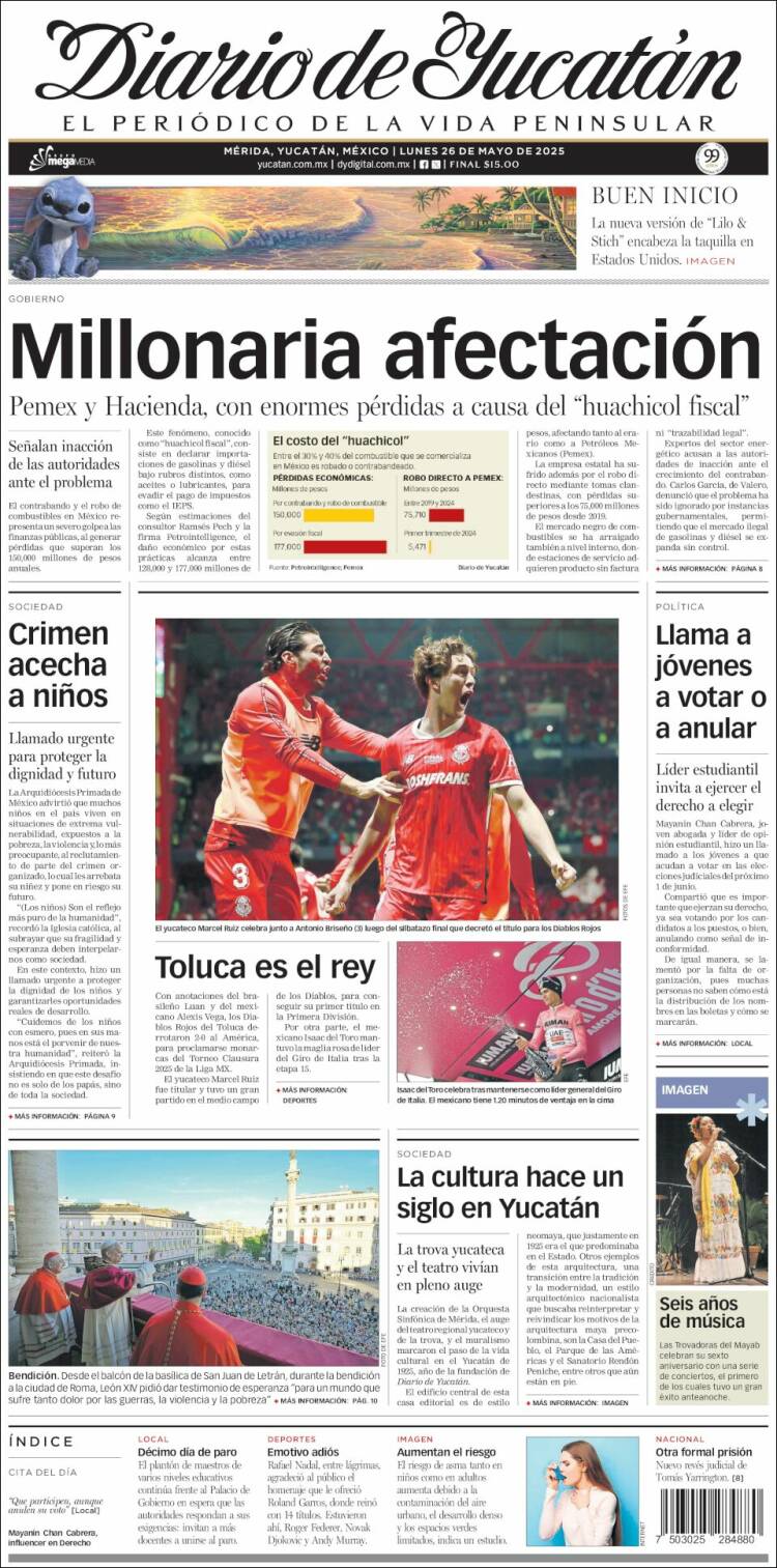Portada de Diario de Yucatán (Mexico)