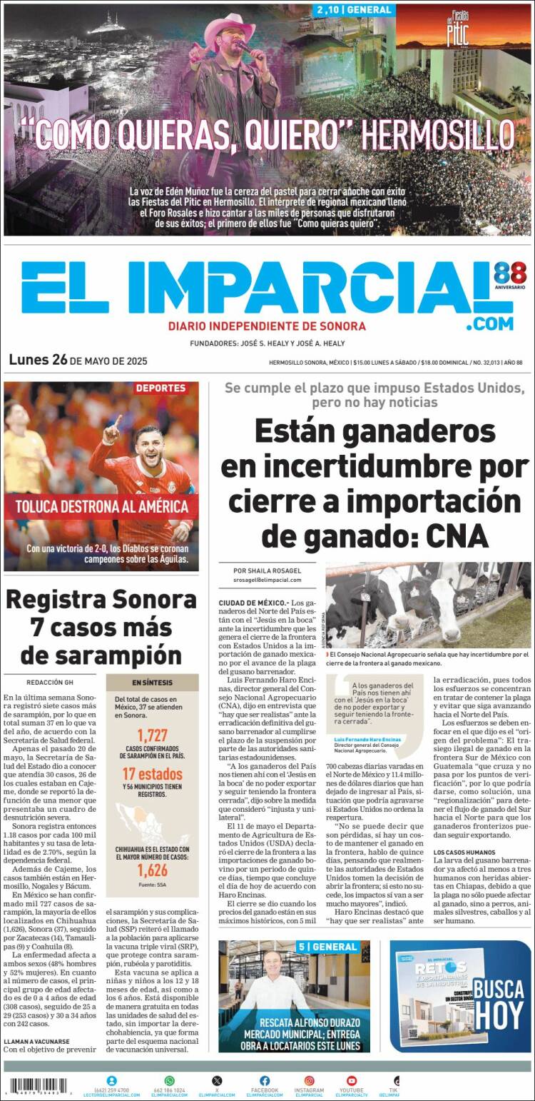 Portada de El Imparcial (Mexico)